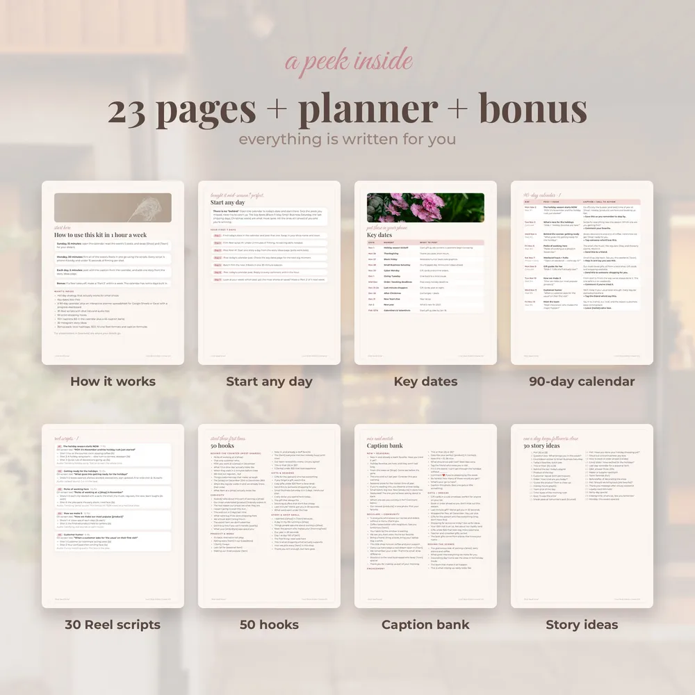 Local Shop Holiday Content Kit: pages inside