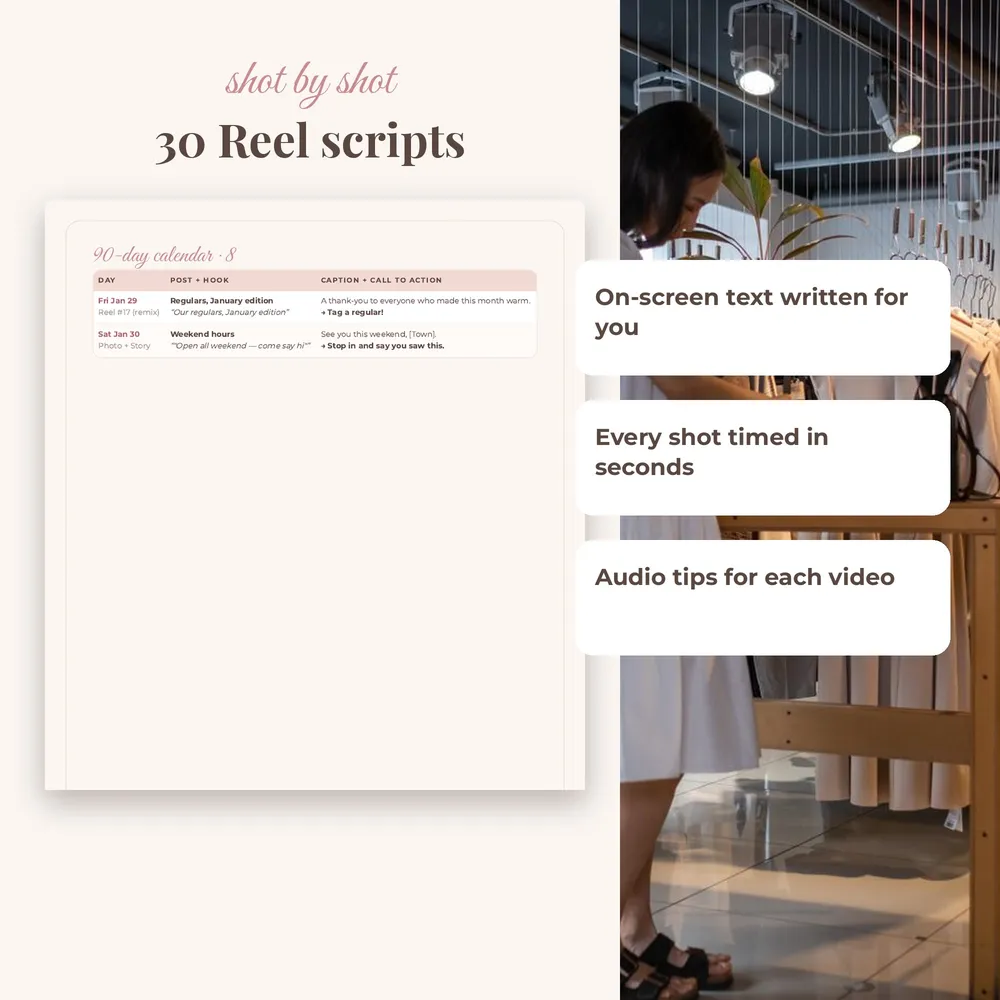 Local Shop Holiday Content Kit: Reel scripts